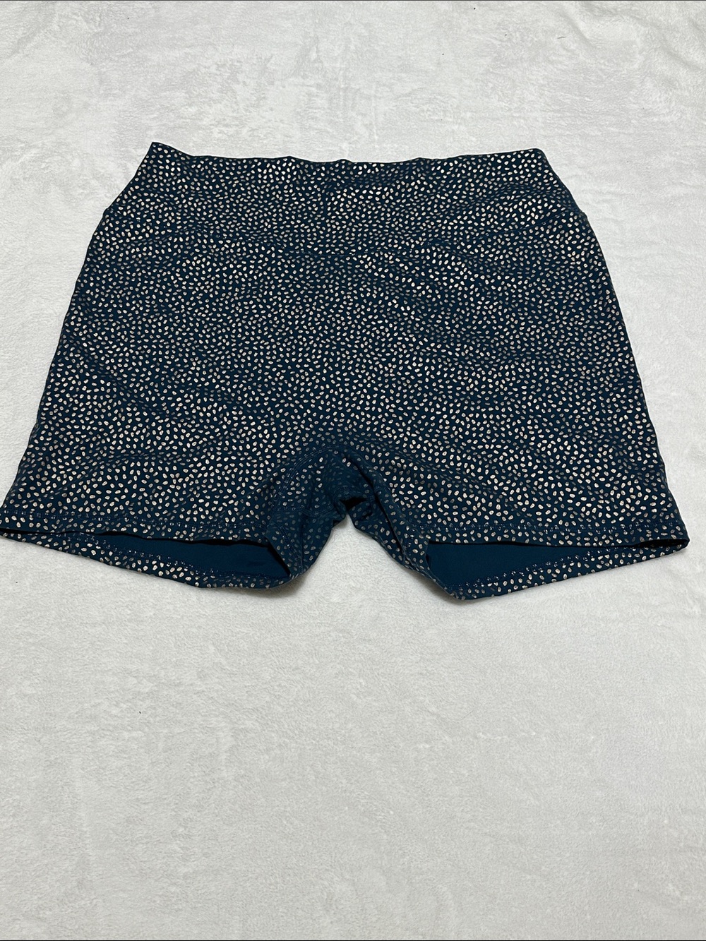 NY Collection Navy and White Micro Dot Athletic Shorts